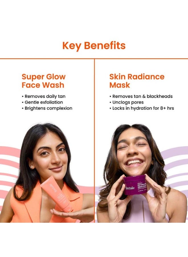 Foxtale Complete Glow Combo | Vitamin C Face Wash 100ml+ 10% Vit C Serum 30ml + Radiance Mask 75g + SPF 50 Sunscreen 50ml | Removes tan, brightens, hydrates & protects | For radiant, even-toned skin - Image 4